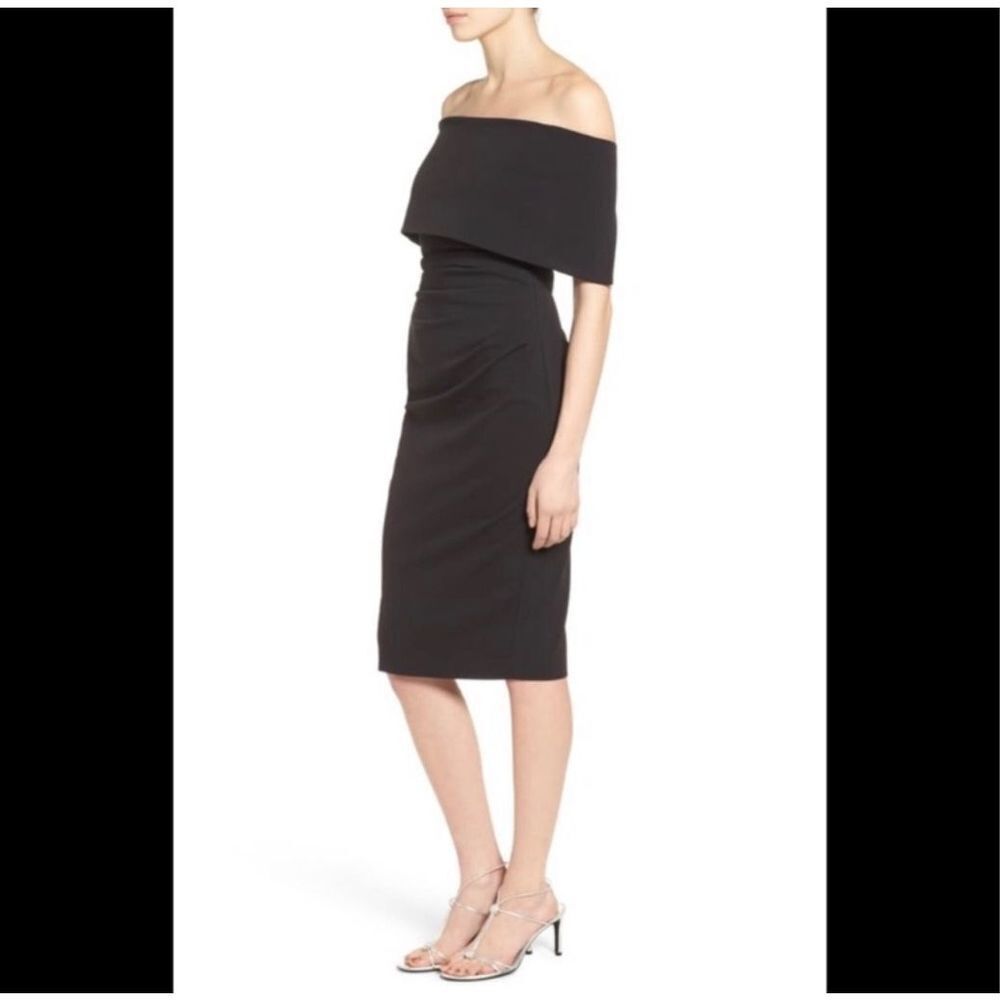Vince camuto NWOT black off the shoulder cocktail party dress size 2 - Picture 3 of 14